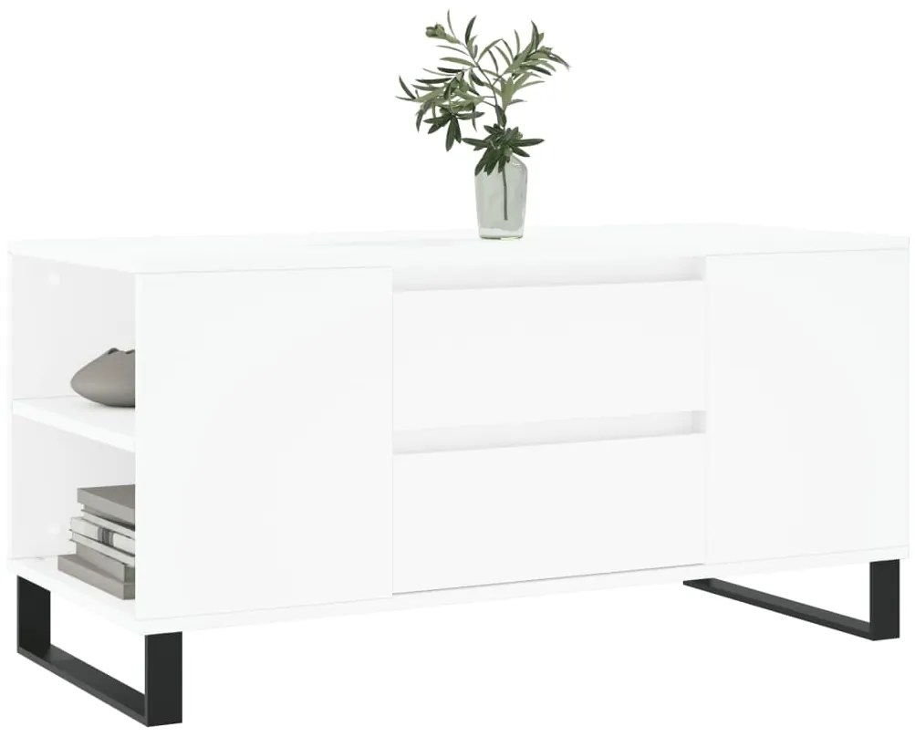 Tavolino da salotto bianco 102x44,5x50 cm in legno multistrato