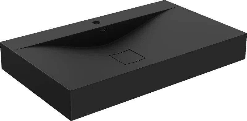 Mexen Poli lavabo da appoggio in conglomerato 1/O 80 x 48 cm, nero - 23028071