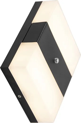 Lampada da parete per esterni nera IP44 con LED e sensore crepuscolare - Dualy