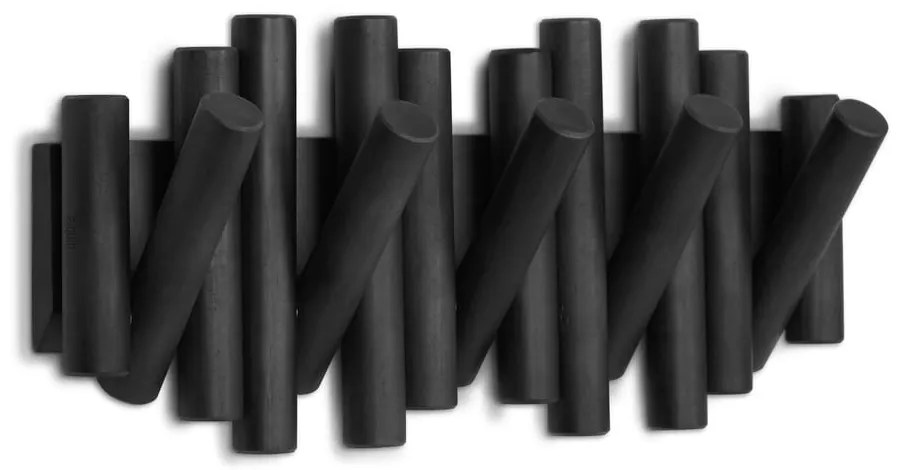 Appendiabiti da parete nero in legno di pino Picket - Umbra