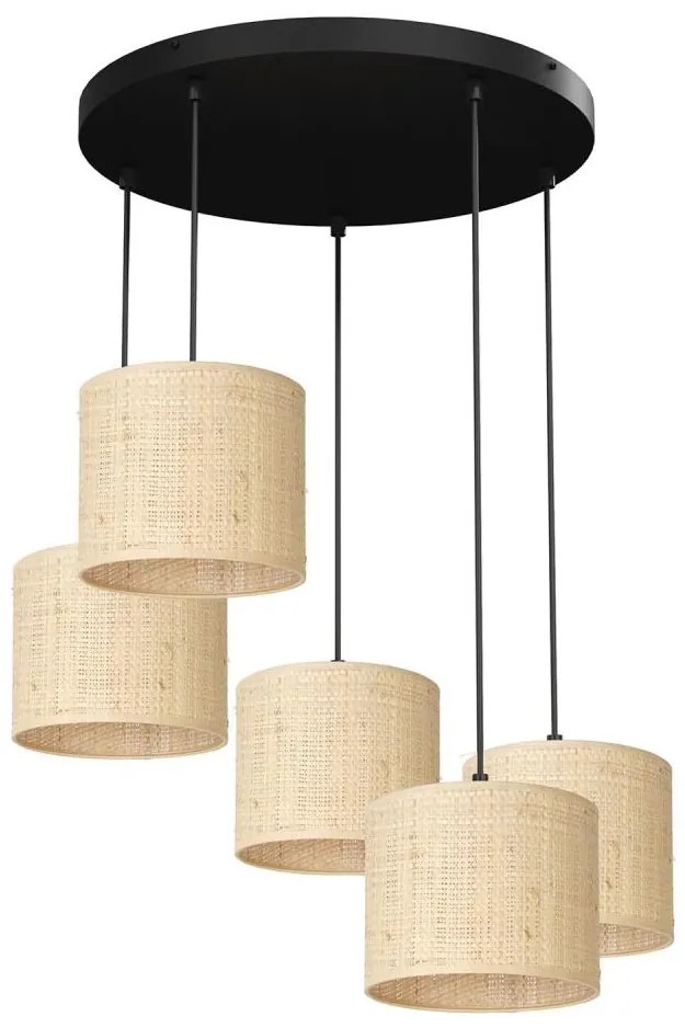 Lampadario a sospensione con filo RATTAN 5xE27/60W/230V rattan