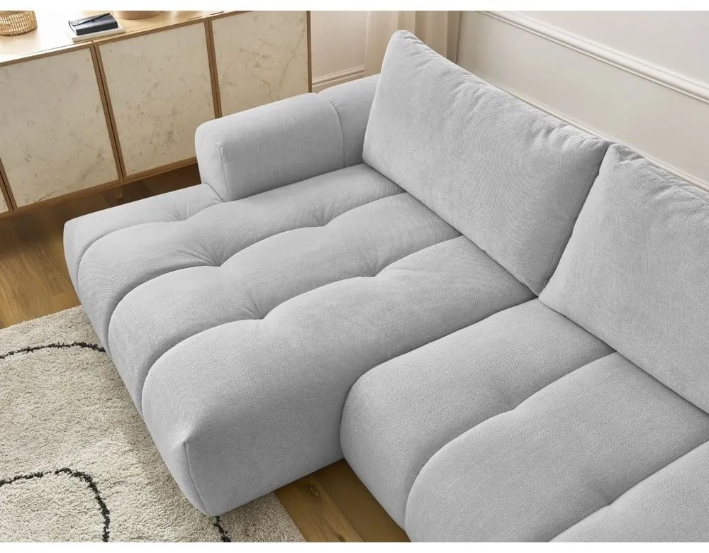 Divano angolare grigio chiaro allungabile e con contenitore (penisola a sinistra/chaise lounge) Fuji – Bobochic Paris