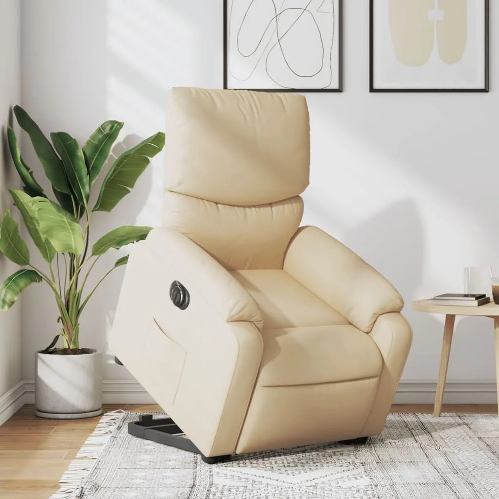 Poltrona Alzapersona Reclinabile Elettrica Crema İn Tessuto /