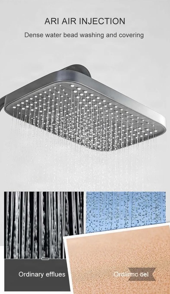 Sistema doccia esterno ELT1104 termostatico digitale a 4 uscite, grigio canna di fucile — Cromo - bianco