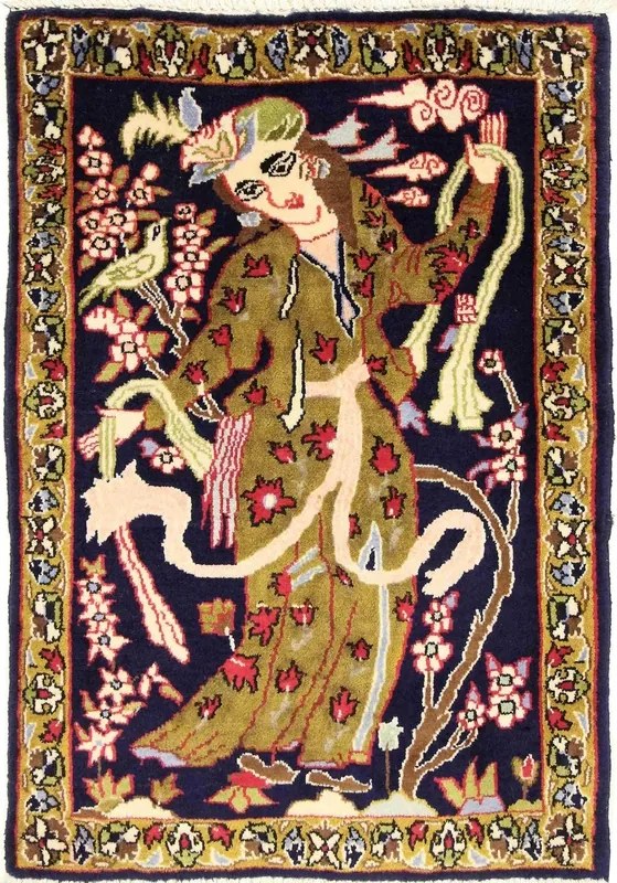 Ghom Tappeto persiano 60x80 Blu (Iran) Annodato A Mano