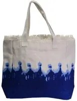 Borsa juta bianco blu cm 38xh40x16