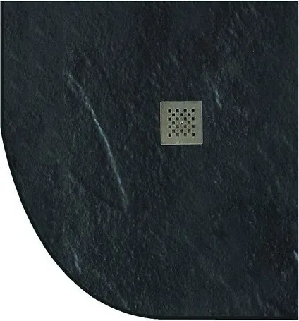 Piatto doccia 80x80 semicircolare effetto pietra nero ardesia - KAMALU