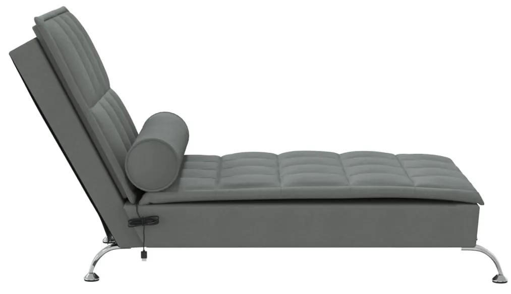 Chaise longue massaggi con capezzale grigio scuro in tessuto