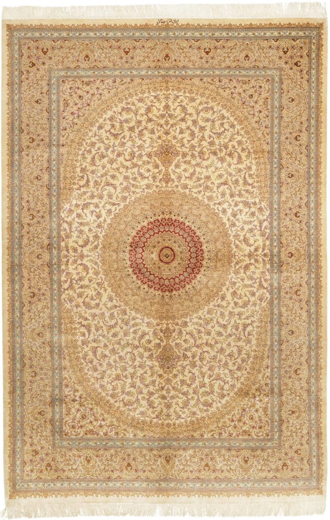 Ghom Tappeto persiano 240 x 160 Beige (Iran) Annodato A Mano