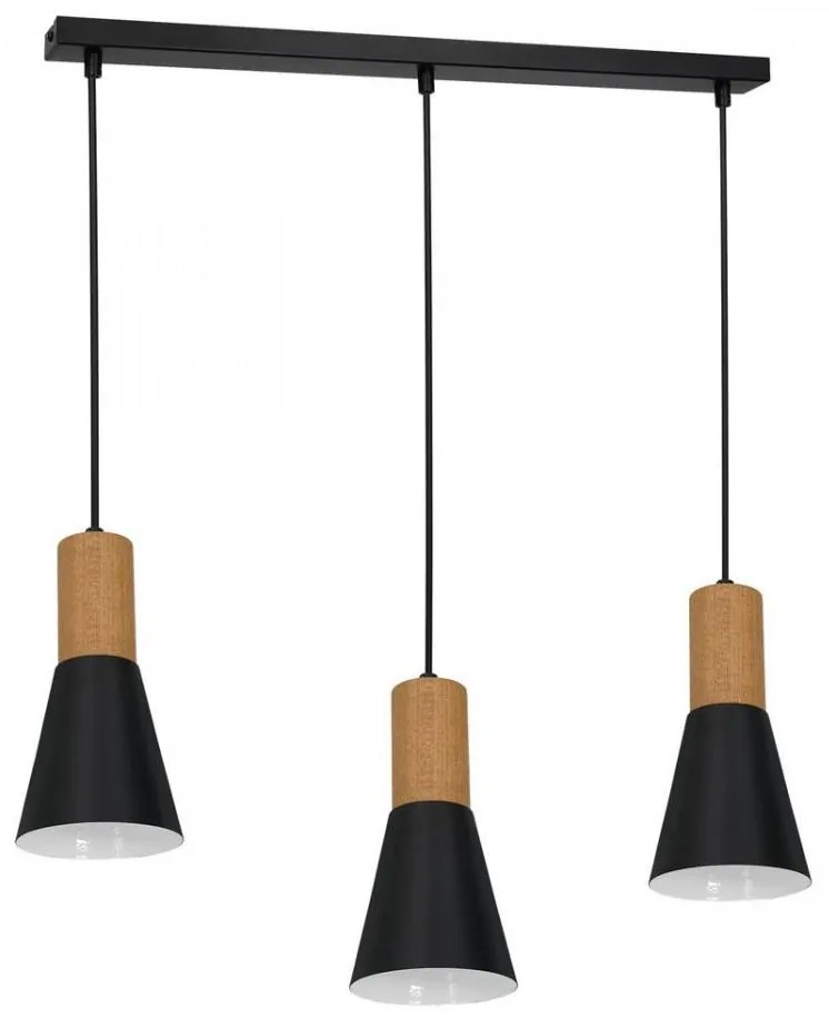 Lampadario su filo EDMON 3xE27/60W/230V nero