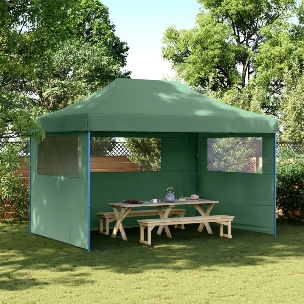 Tendone Per Feste Pieghevole Pop-up Con 3 Pareti Verde /