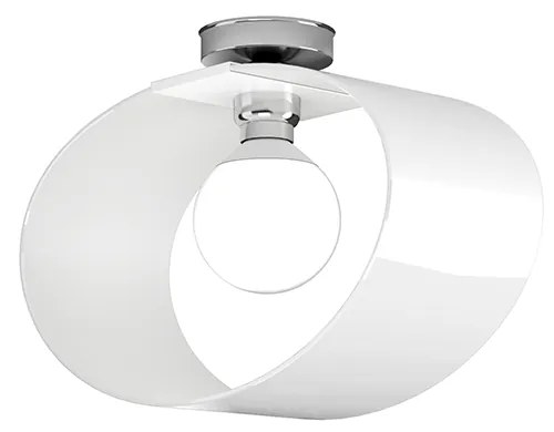 Plafoniera Moderna Lap Metallo E Vetro Bianco 1 Luce E27 42Cm