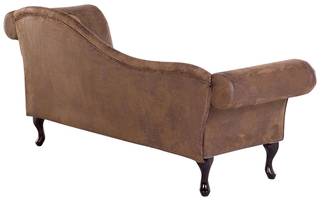 Chaise longue in scamosciato sintetico marrone destra LATTES Beliani