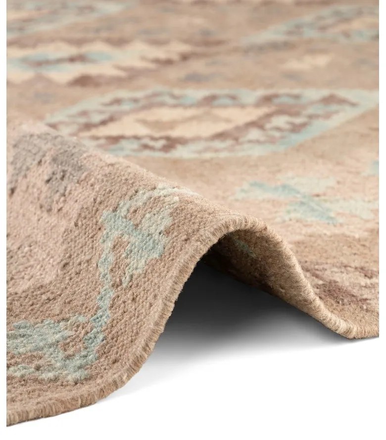 Tappeto azzurro/beige in lana reversibile/tessuto a mano 200x290 cm Kamal Dune – Nouristan