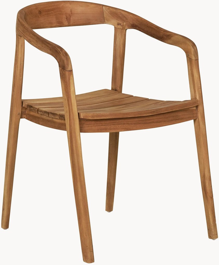 Set di 2 sedie da pranzo da giardino in legno di teak con braccioli Otero