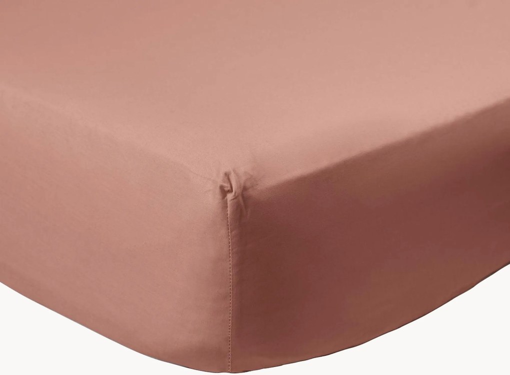 Lenzuolo con angoli boxspring in percalle di cotone Antique Pink