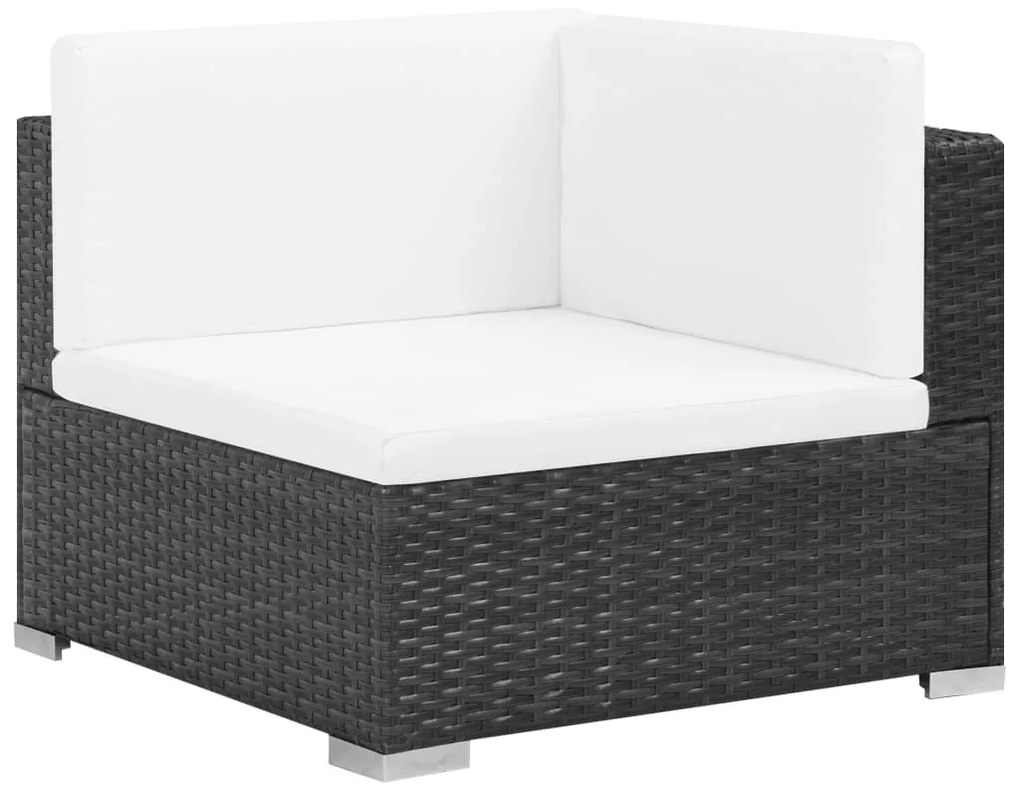 Set divani da giardino 7 pz con cuscini in polyrattan nero