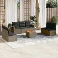 Set Divano da Giardino 8 pz con Cuscini Grigio in Polyrattan 3256851