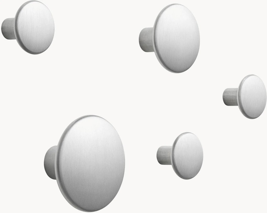 Set di 5 ganci da parete in alluminio Dots