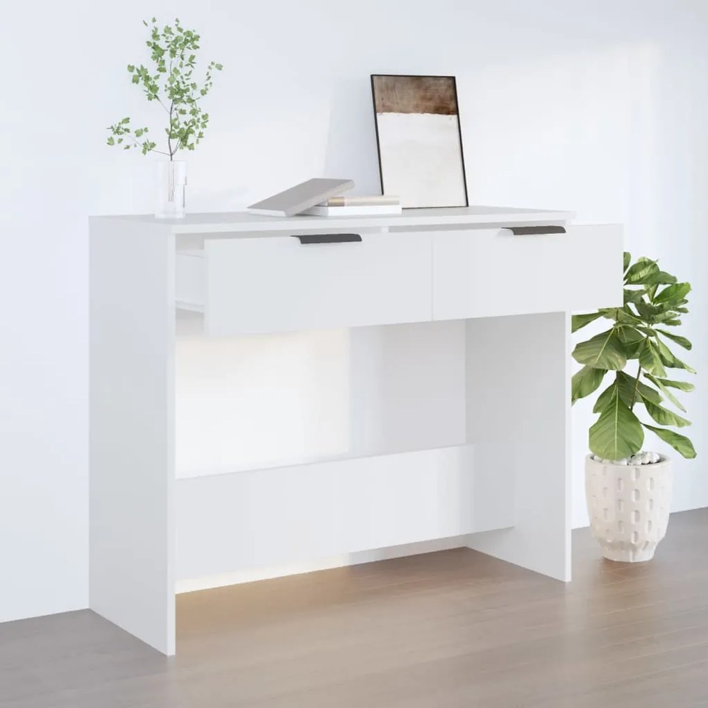 Tavolino Da Salotto Bianco 90x36x75 Cm İn Legno Multistrato /