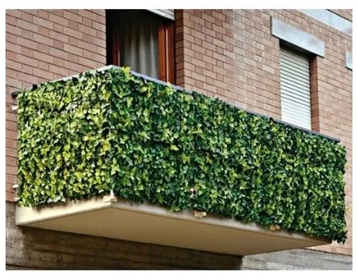 Trade Shop - Siepe Artificiale Sintetica 1x3 Metri Rotolo Rete Foglie Edera Verde Per Balcone
