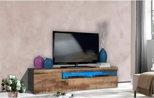 Mobile Porta TV Basso 155x40x36 Con Vano Decoder Ardesia Effetto Legno Daiquiri
