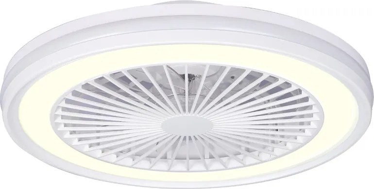 Ventilatore da soffitto LED Rafaga con pale invisibili bianche, struttura bianca, ø 47 cm silenzioso con telecomando INSPIRE
