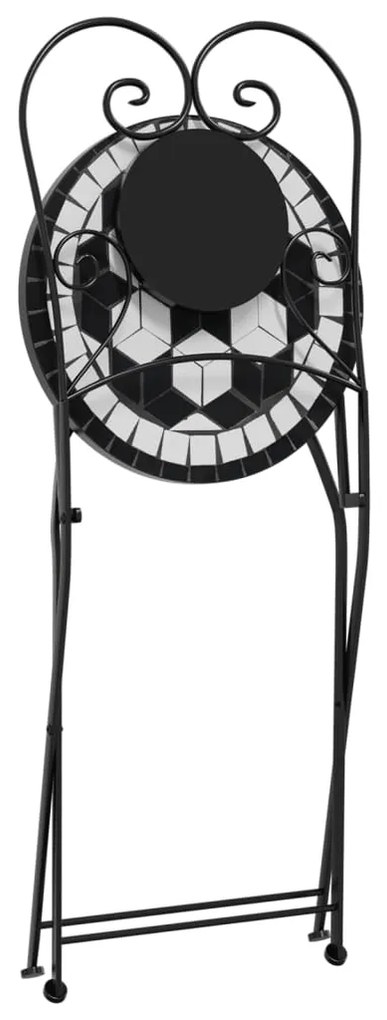 Set da bistrot con mosaico nero e bianco in ferro e ceramica