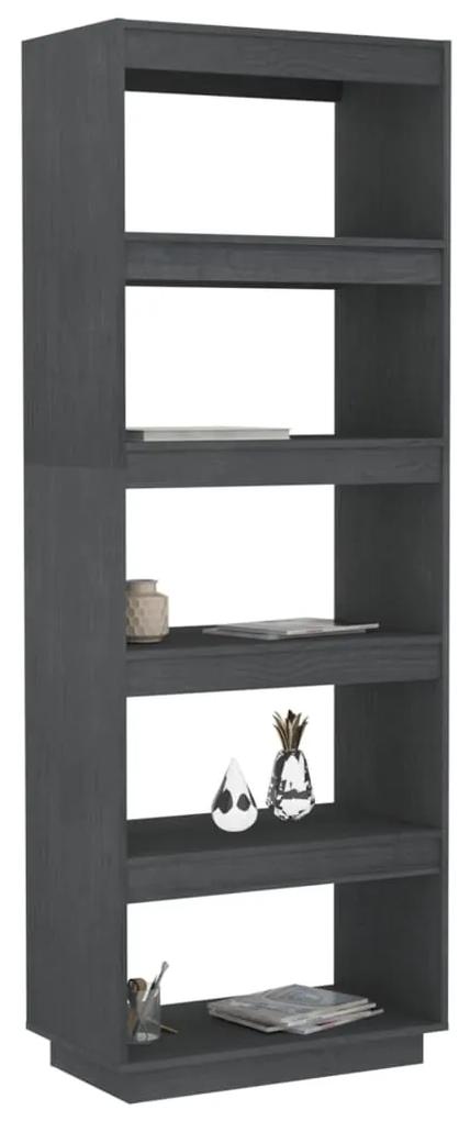 Libreria/divisorio grigio 60x35x167cm in legno massello di pino