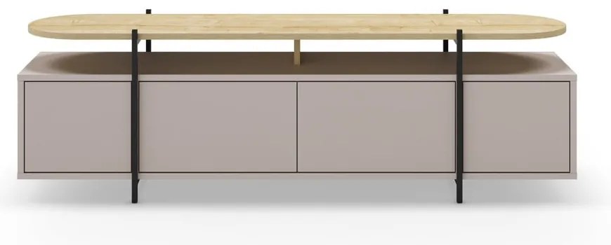 Tavolo TV grigio e beige in rovere 160x48 cm Hinoa - Marckeric