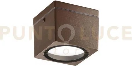 Plafoniera tower corten quadrata 1 luce attacco gx53 ip54 9x9x7,2cm