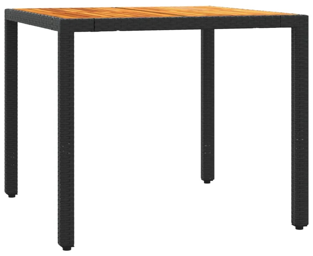 Set da bistrò 3 pz con cuscini nero in polyrattan