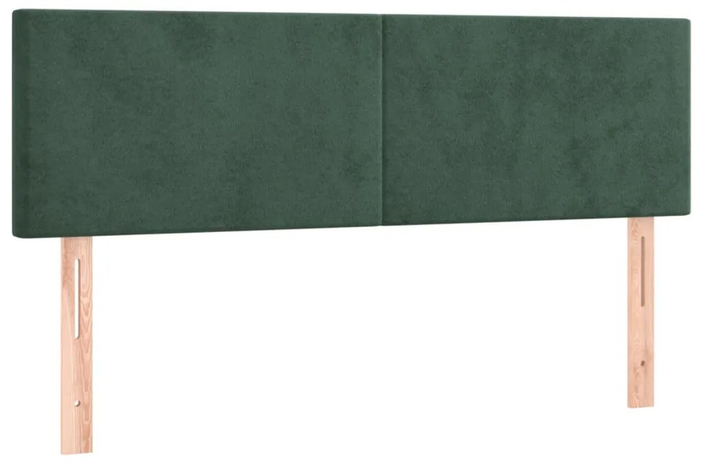 Letto a Molle con Materasso e LED Verde Scuro 140x200cm Velluto