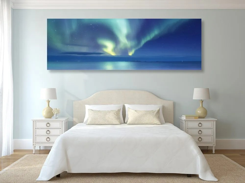 Stampa su tela – Aurora boreale sull'oceano