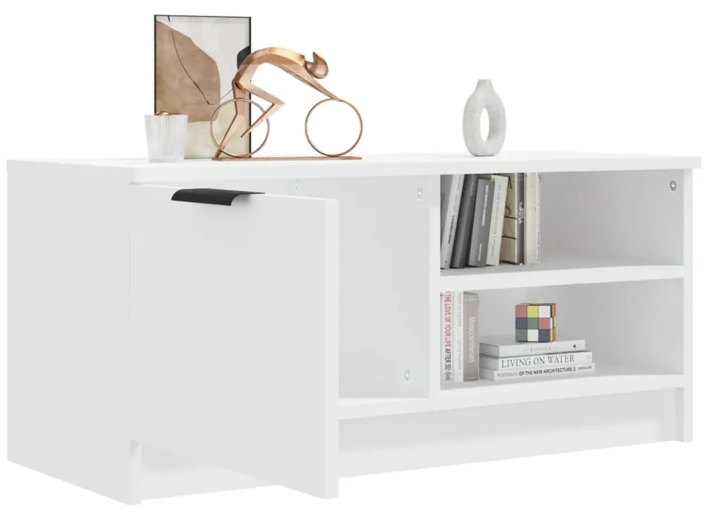 Mobile Porta TV Bianco 80x35x36,5 cm in Legno Multistrato