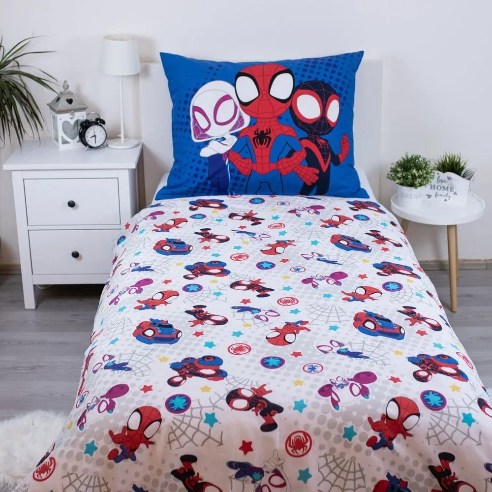 Set copripiumino e federa da bambini blu in cotone per letto singolo 140x200 cm Spidey – Jerry Fabrics