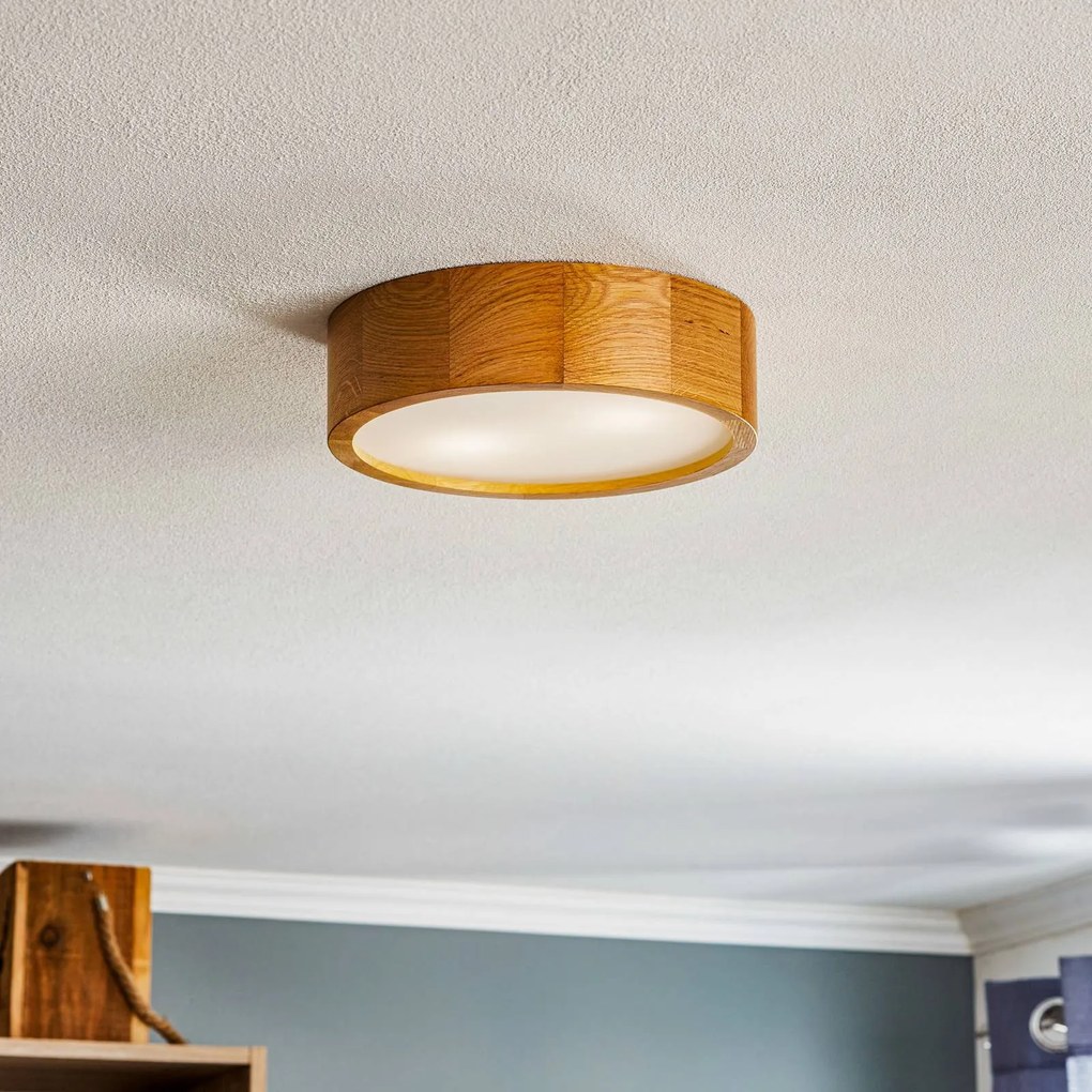 Plafoniera Cleo DR275, IP20, sensore, Ø 28 cm, legno di quercia DR275 TEMAR LIGHTING, Legno chiaro, Soggiorno / Sala da pranzo, Legno, Plafoniera