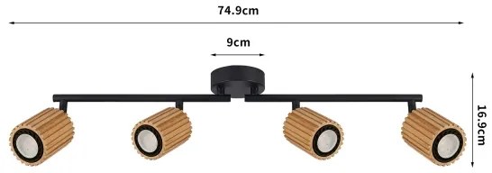 Brilagi - Faretto MODERN WOOD 4xGU10/8W/230V legno/nero