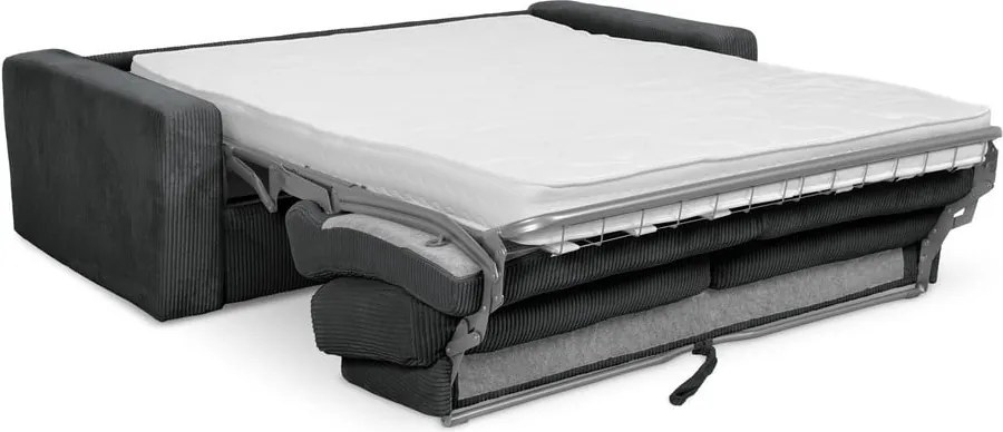 Divano grigio scuro allungabile con rivestimento in velluto a coste 195 cm Nona – Makamii