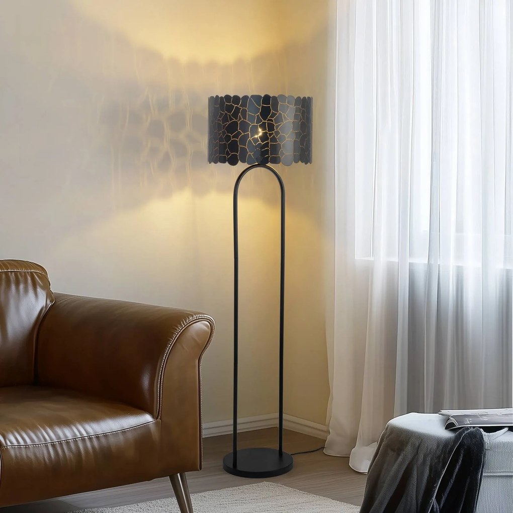 Lampada da terra Aralena Lindby, Nero, Soggiorno / Sala da pranzo, Metallo, Moderno, Lampada da terra