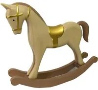 Beige gold wooden rocking horse cm26,5x6,5h23