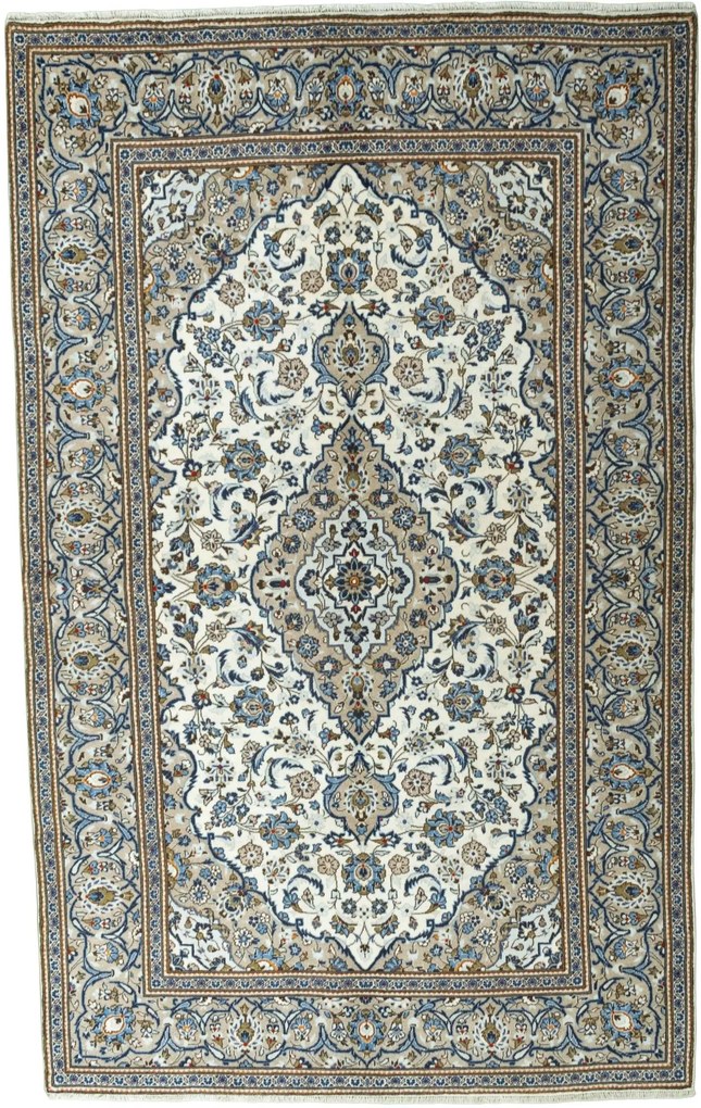 Kashan Tappeto 200x310 Beige (Iran) Annodato A Mano