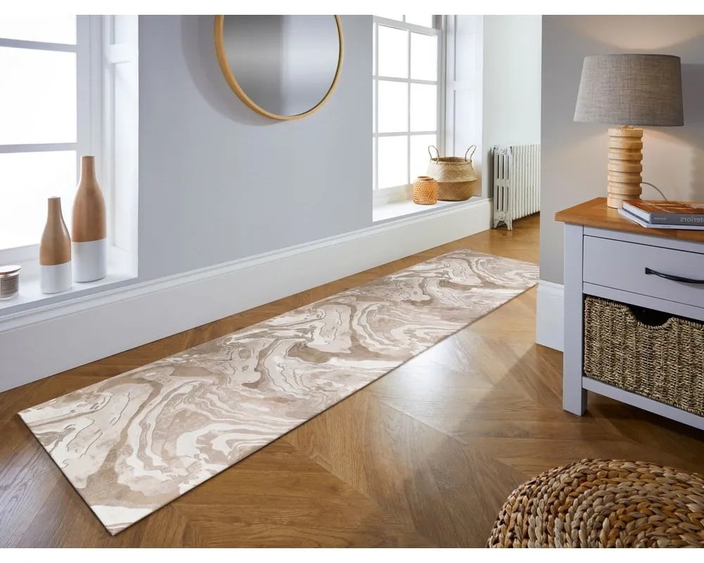 Tappeto beige/naturale 60x230 cm Marbled - Flair Rugs