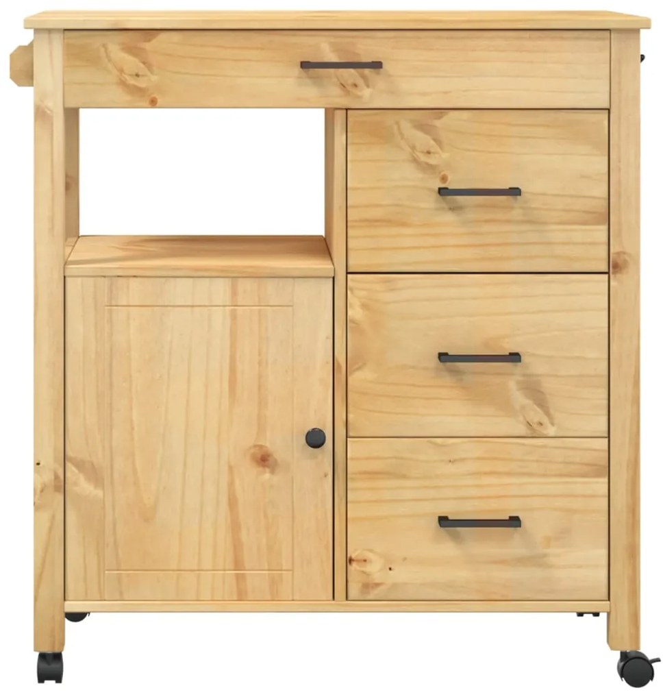 Carrello da cucina monza 84x40x90 cm in legno massello di pino