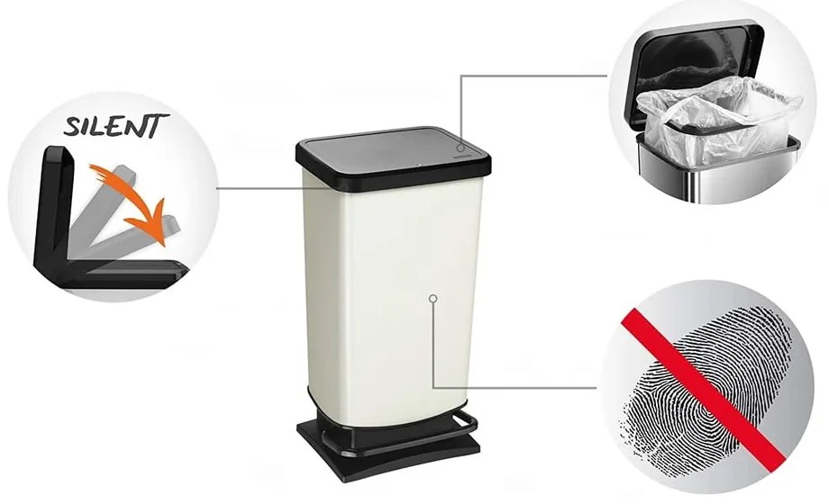 Bidone a pedale grigio in plastica riciclata 40 l Paso - Rotho