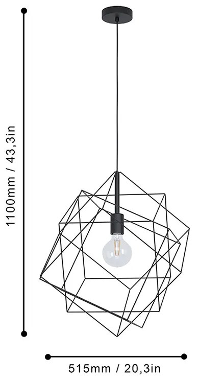 Lampadario Industrial Straiton 1 Luce Acciaio Nero Grande