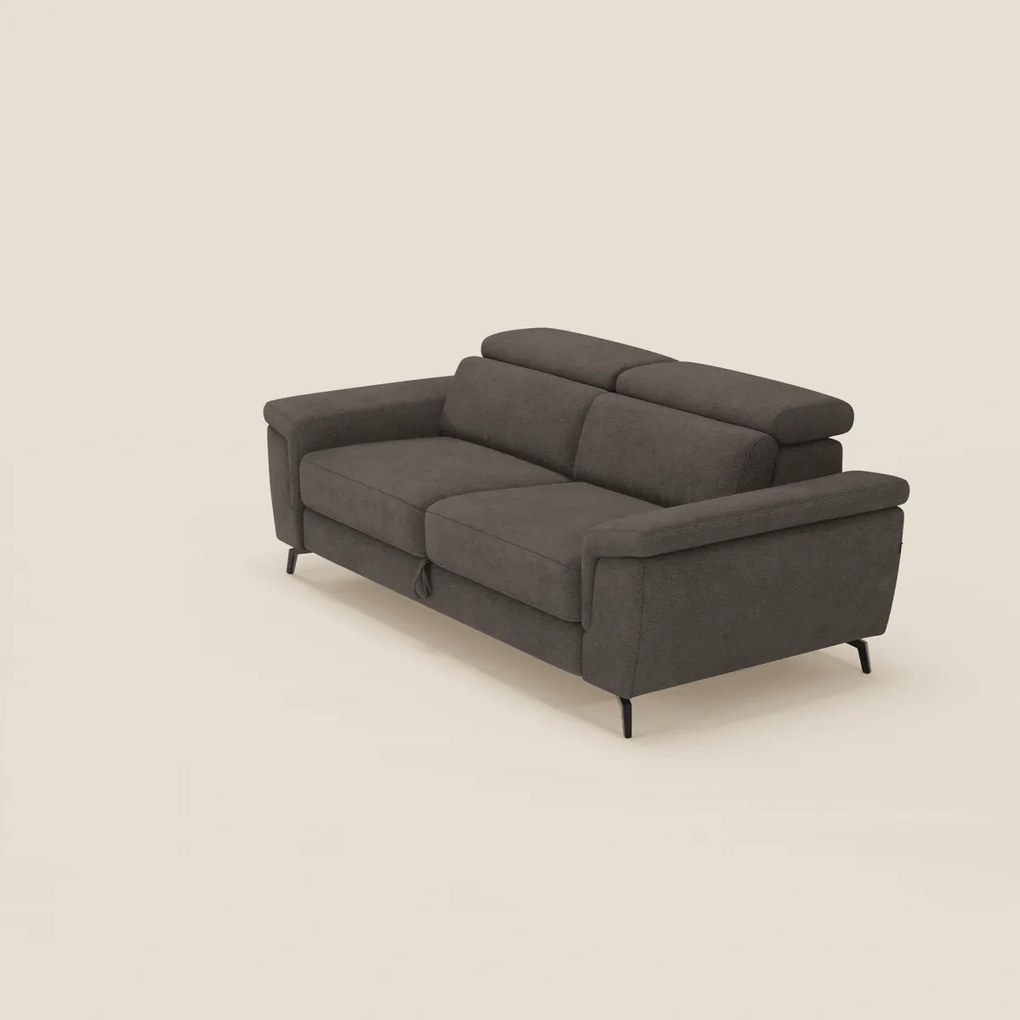 Estro Divano 3 posti con pouf estraibile - poggiatesta reclinabili in tessuto impermeabile T14 marrone