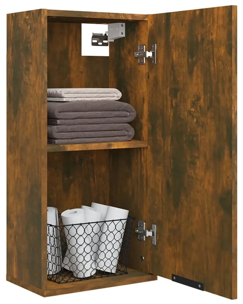 Mobile da bagno a parete rovere fumo 32x20x67 cm