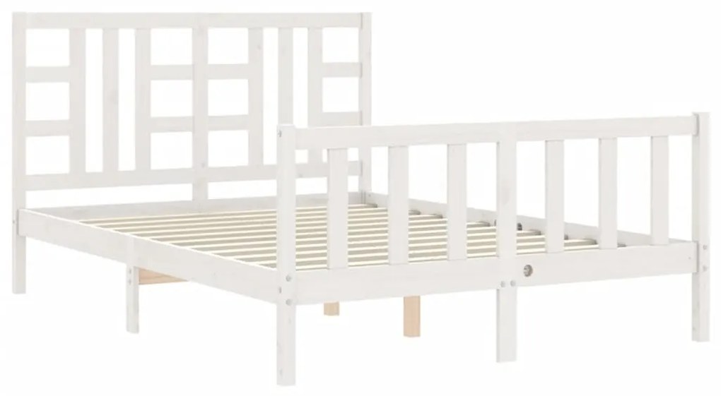 Giroletto con testiera bianco 140x200 cm in legno massello