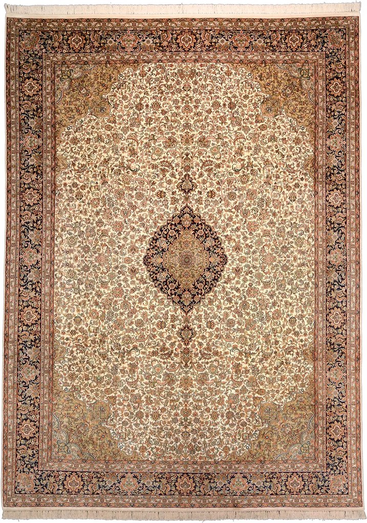 Cashmere Silk Tappeto orientale 340x250 Beige (Indian) Annodato A Mano